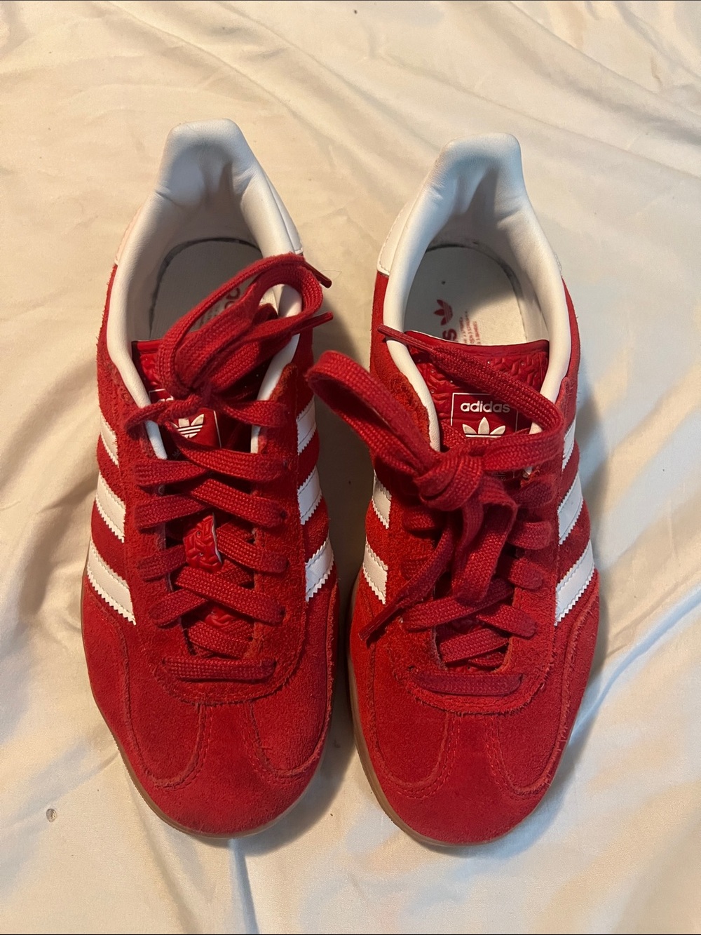 adidas Red Suede Gazelle Sneakers with White Accents